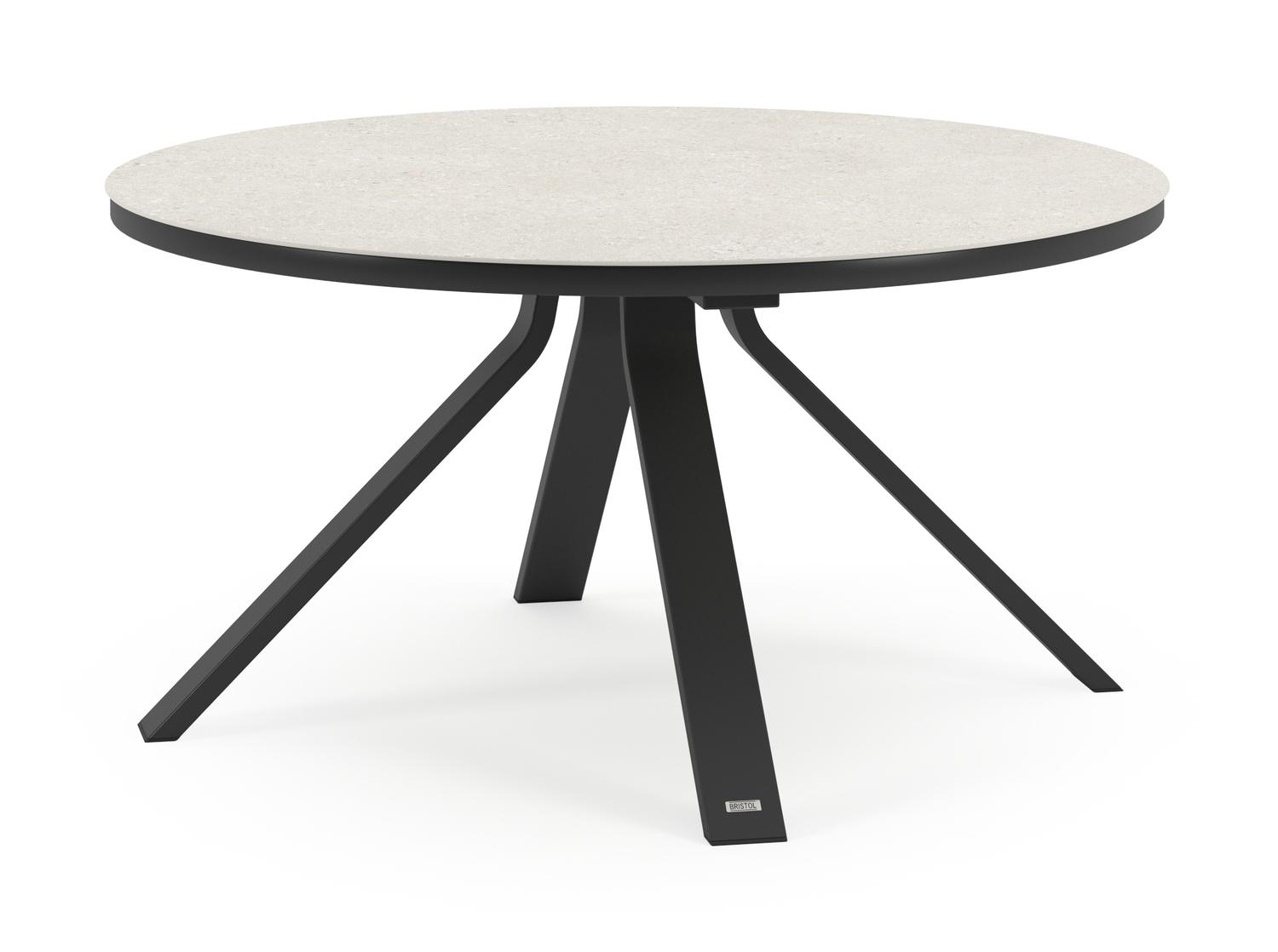 Cesano tuintafel in zwart aluminium en volkeramiek shilin - Dia. 148 x H 74,5 cm