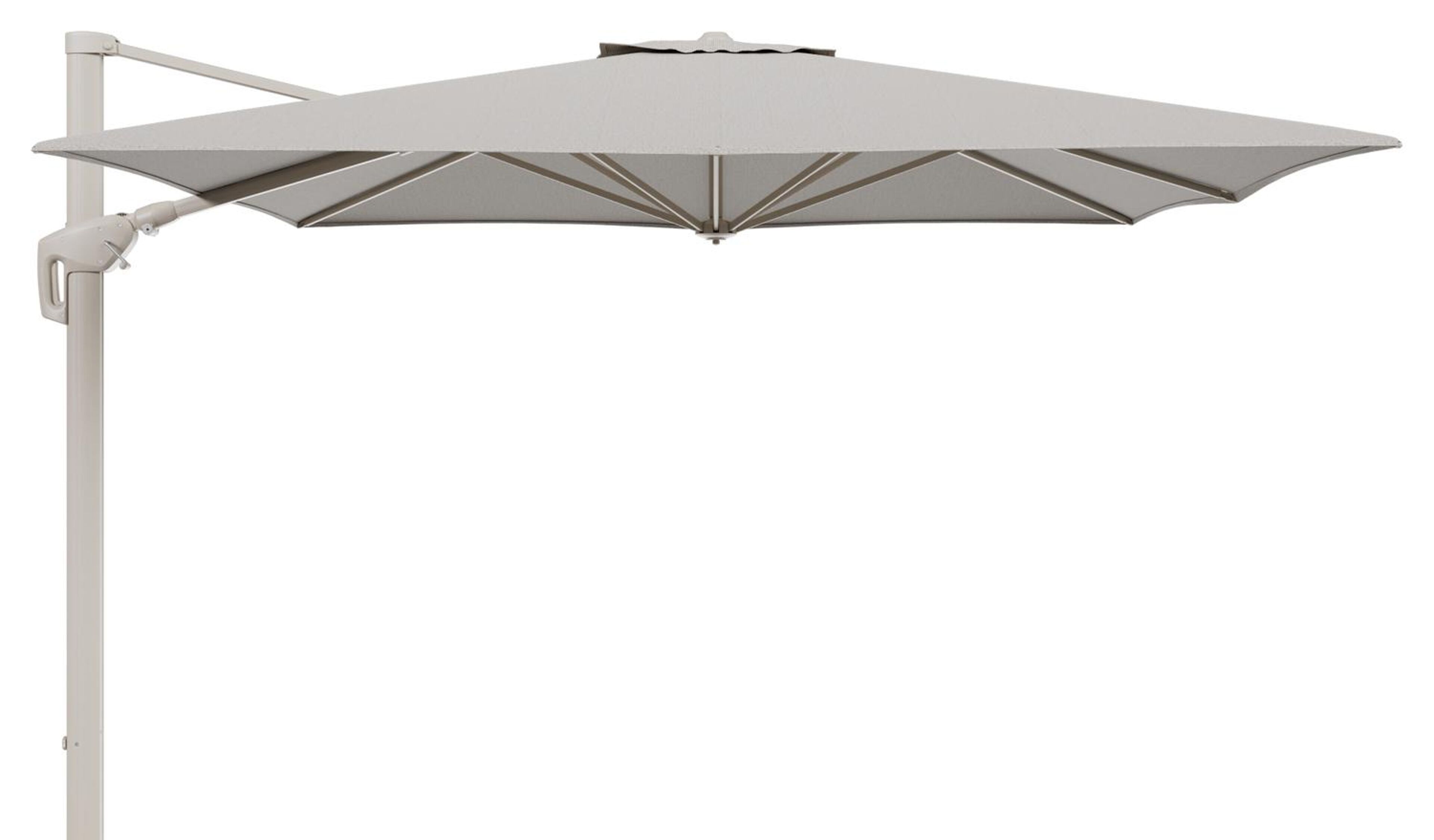 Minore zweefparasol met tiltfunctie in beige aluminium en Firenze Sand All Weather Solica parasoldoek - L1 350 x L2 350 cm (zonder voet) (zonder voet)