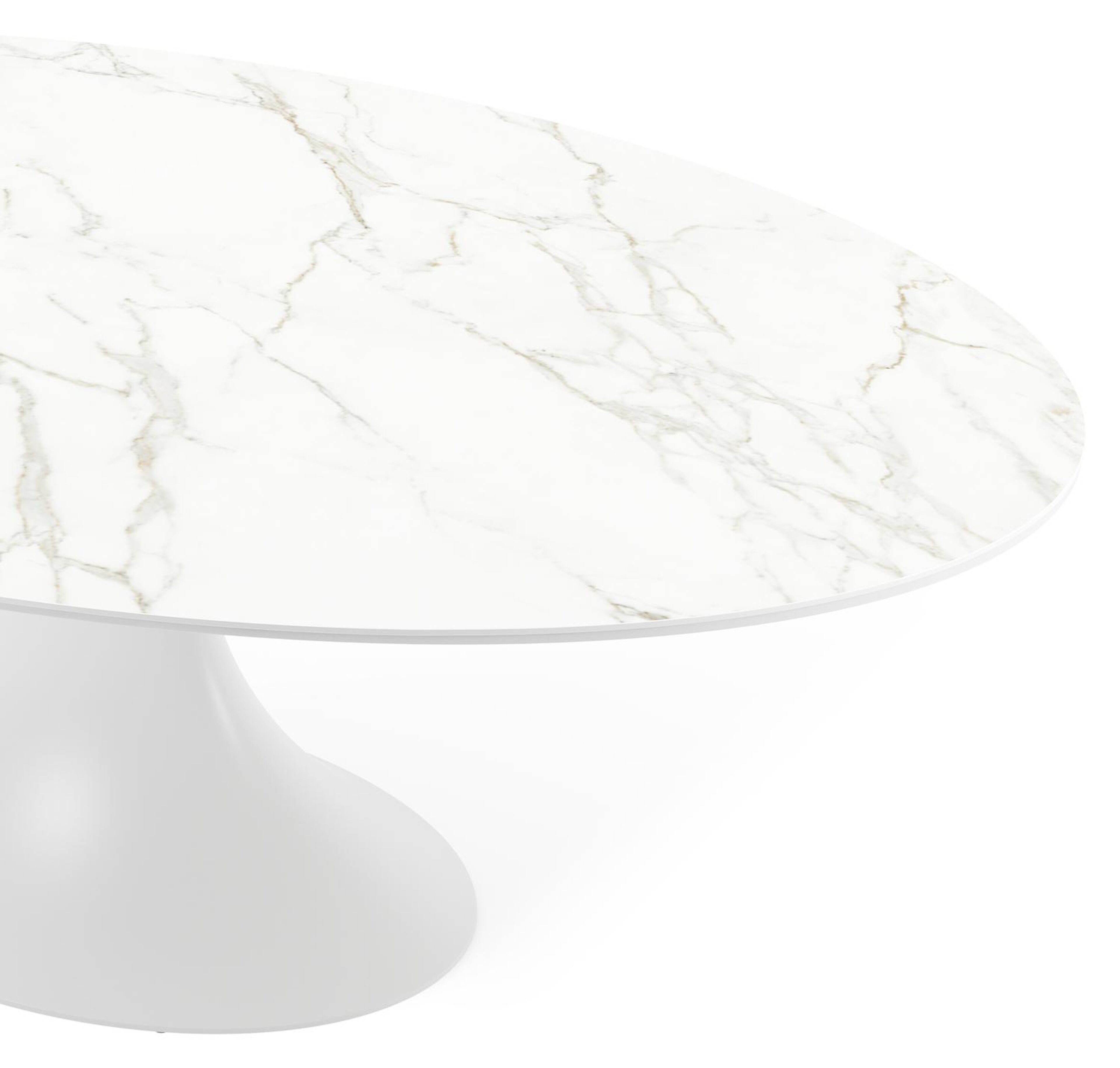 Fano tuintafel plat ovaal in wit aluminium en volkeramiek calacatta - L 240 x B 135 x H 75 cm