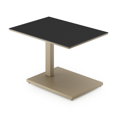 Cirello pop-up bijzettafel rechthoekig in beige aluminium en volkeramiek Nero Black - L 69.5 x B 50 x H 66 cm