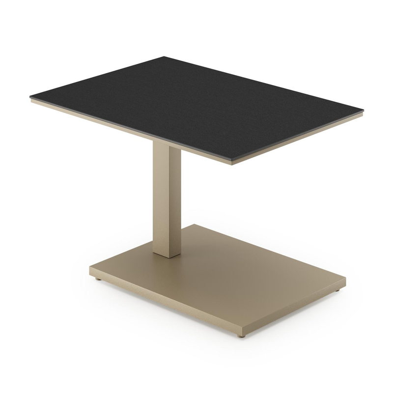 Cirello pop-up bijzettafel rechthoekig in beige aluminium en volkeramiek Nero Black - L 69.5 x B 50 x H 66 cm