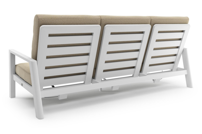 Cirello loungebank in wit aluminium met soul papyrus all weather solica kussen