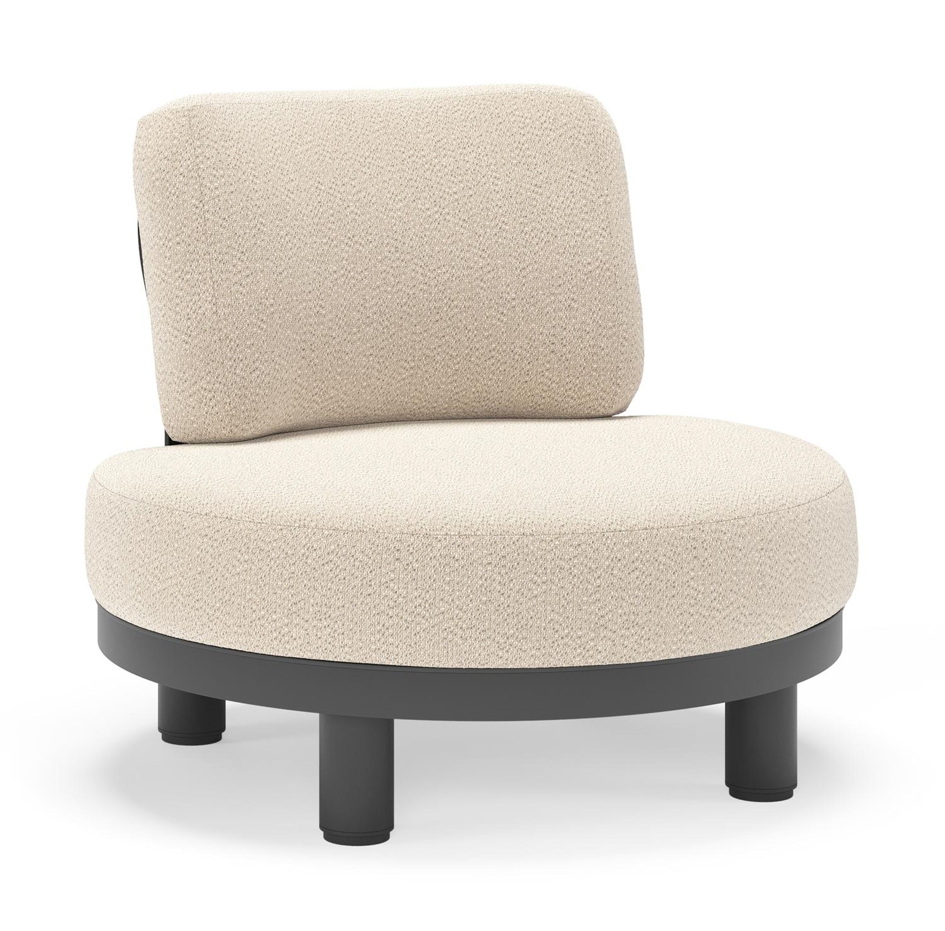 Donato loungestoel in zwart aluminium met all weather sunbrella® luxe Lopi Sand kussen