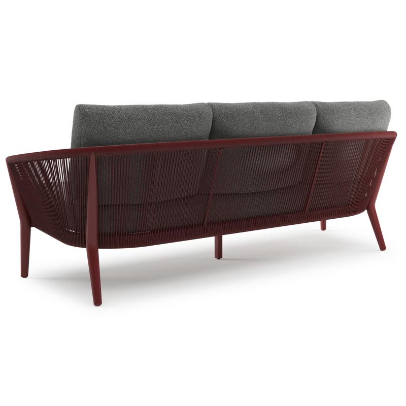 Canapé de jardin Orso en aluminium ruby en corde ronde tissée verticalement ruby et coussins en all weather cosytica Catania Black