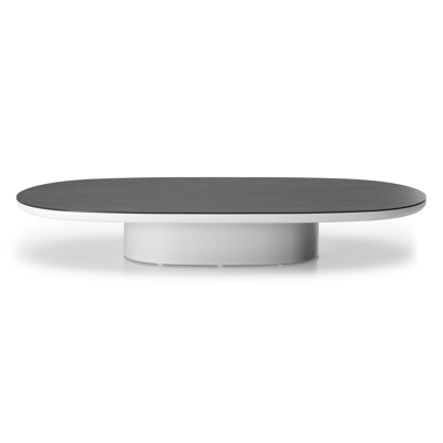 Amico loungetafel bombo in wit aluminium en volkeramiek Basalt Black - L 171 x B 89 x H 24 cm