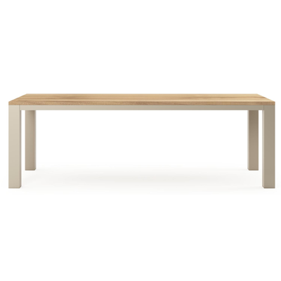 Nano tuintafel rechthoekig in beige aluminium en teak L 240 x B 100 x H 75 cm