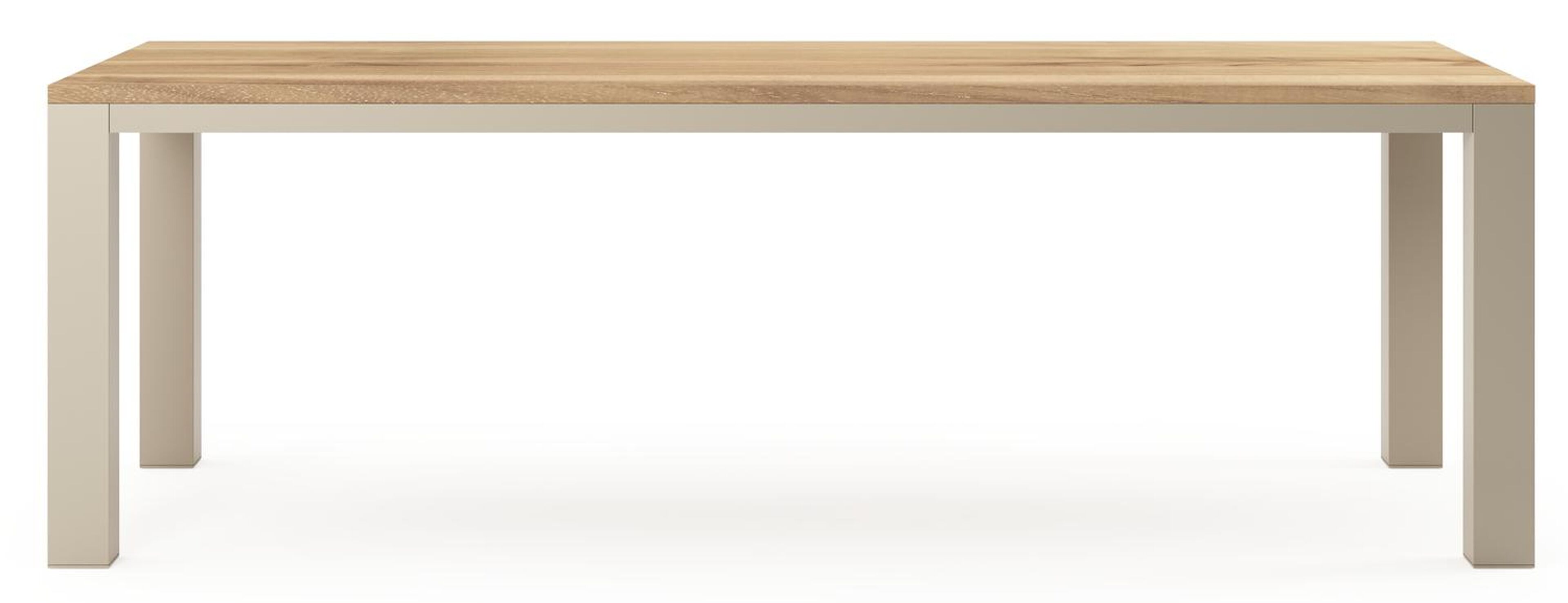 Table de jardin Nano rectangulaire en aluminium beige et teck Lg. 240 x Lrg. 100 x Haut. 75 cm