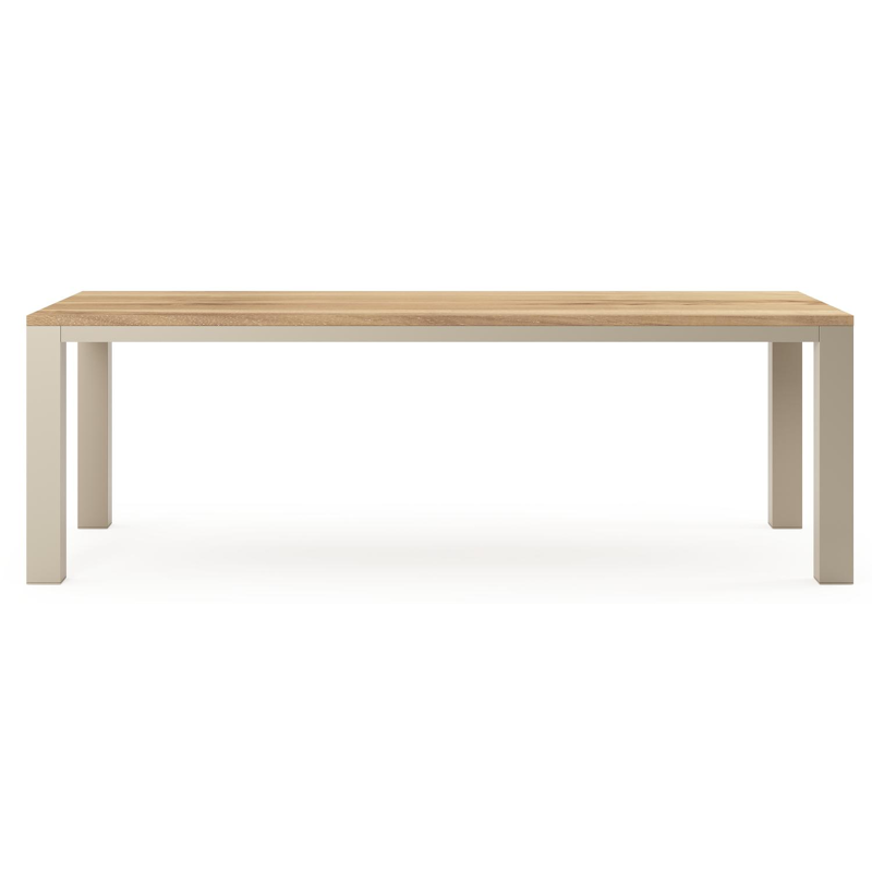 Nano tuintafel rechthoekig in beige aluminium en teak L 240 x B 100 x H 75 cm