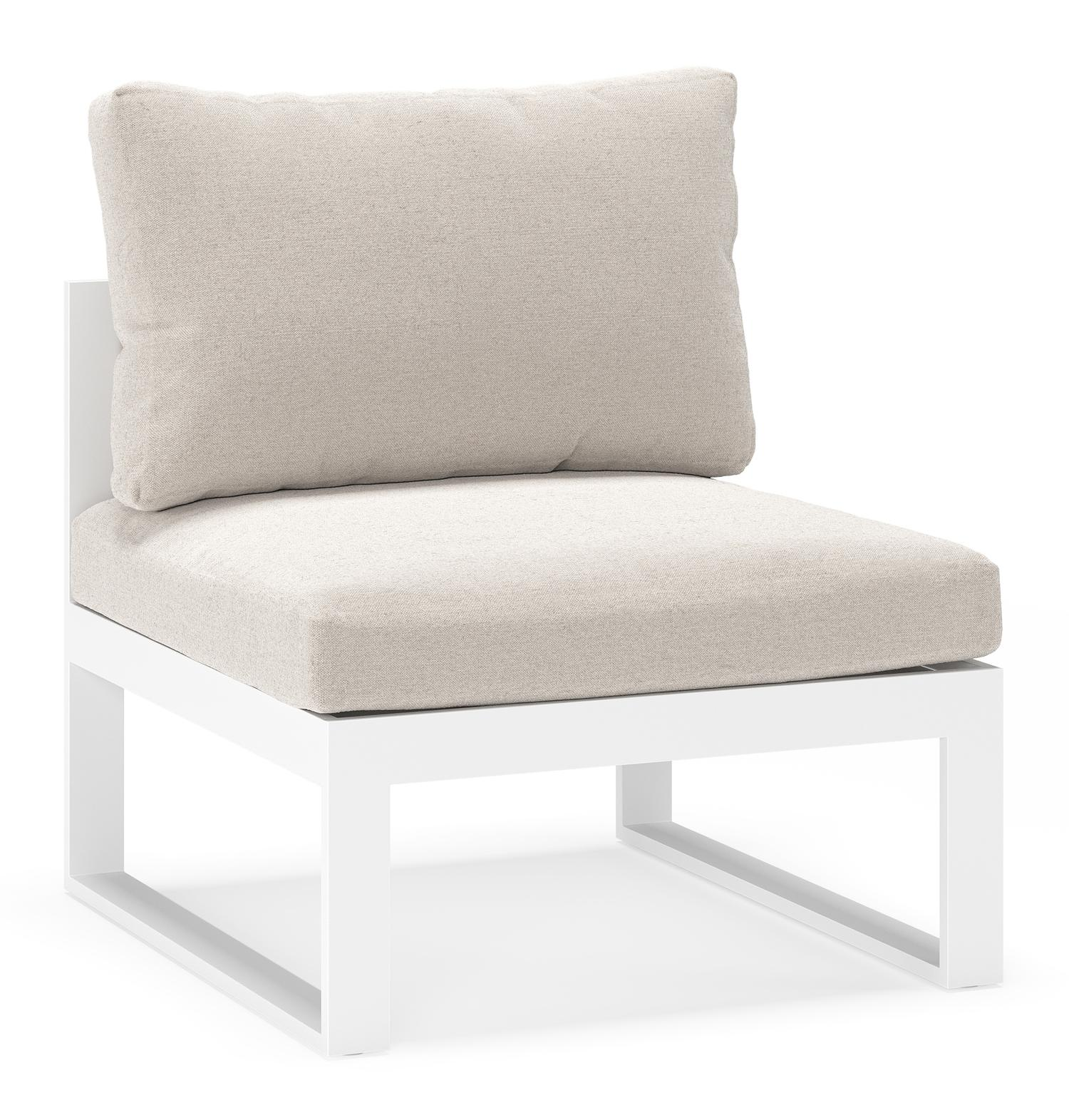Fauteuil de jardin Caldela en aluminium blanc avec coussins en weather+ softtouch beige