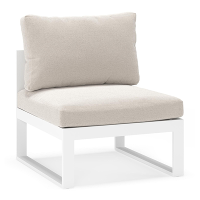 Caldela loungestoel in wit aluminium met beige weather+ softtouch kussens