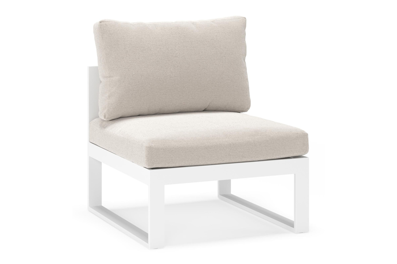 Caldela loungestoel in wit aluminium met beige weather+ softtouch kussens