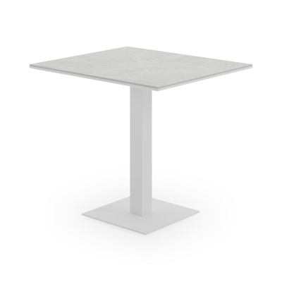 Piemonte tuintafel in wit aluminium en volkeramiek zaha stone - L 70 x B 80 x H 72,5 cm