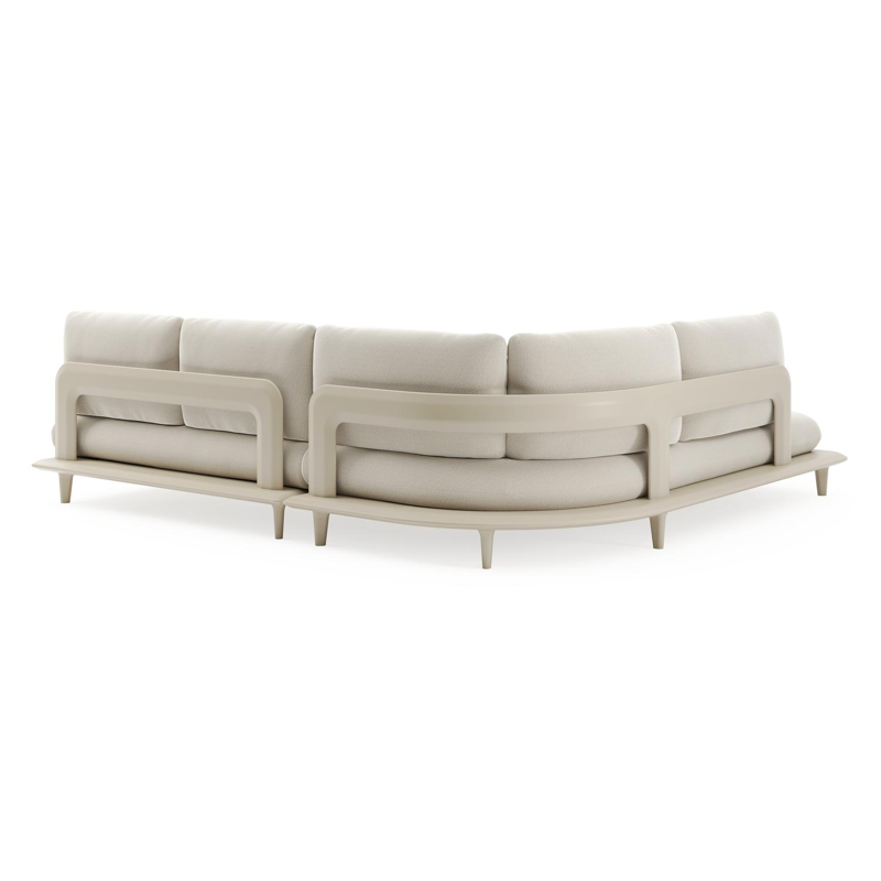 Bomero loungehoek in beige aluminium met lopi marble all weather sunbrella® luxe kussen