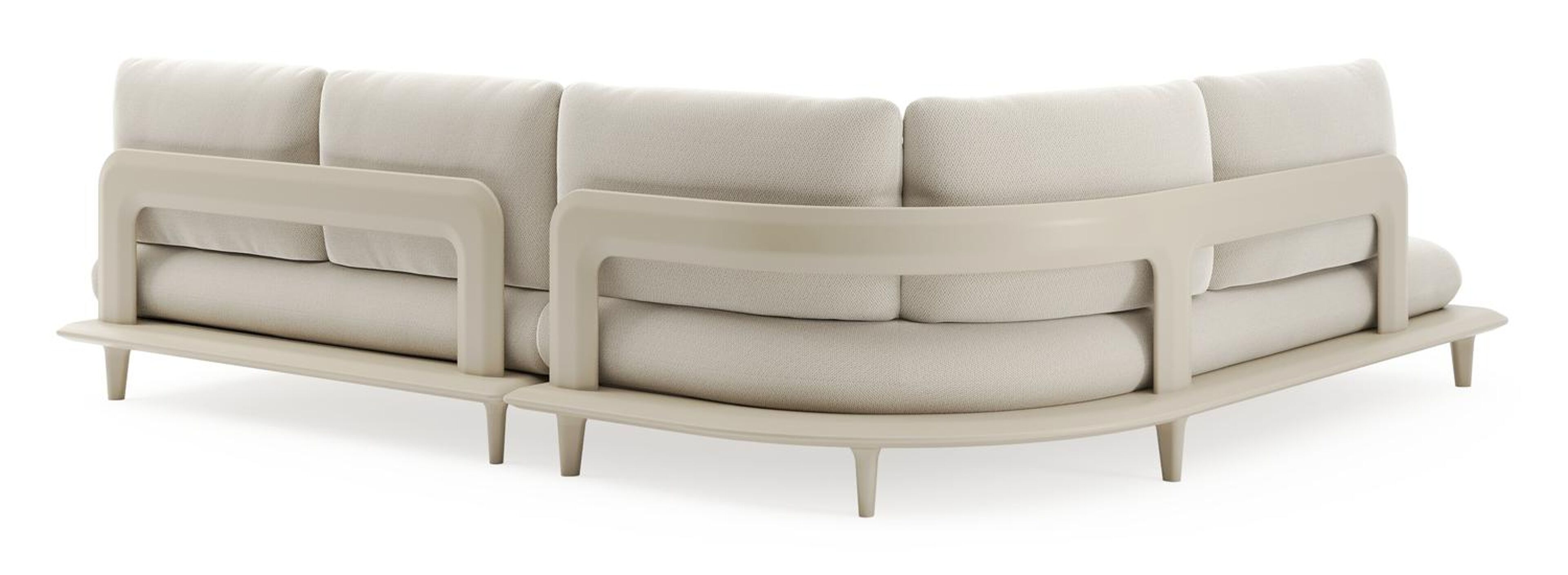 Salon de jardin d'angle Bomero en aluminium beige et coussins en all weather sunbrella® luxe lopi marble