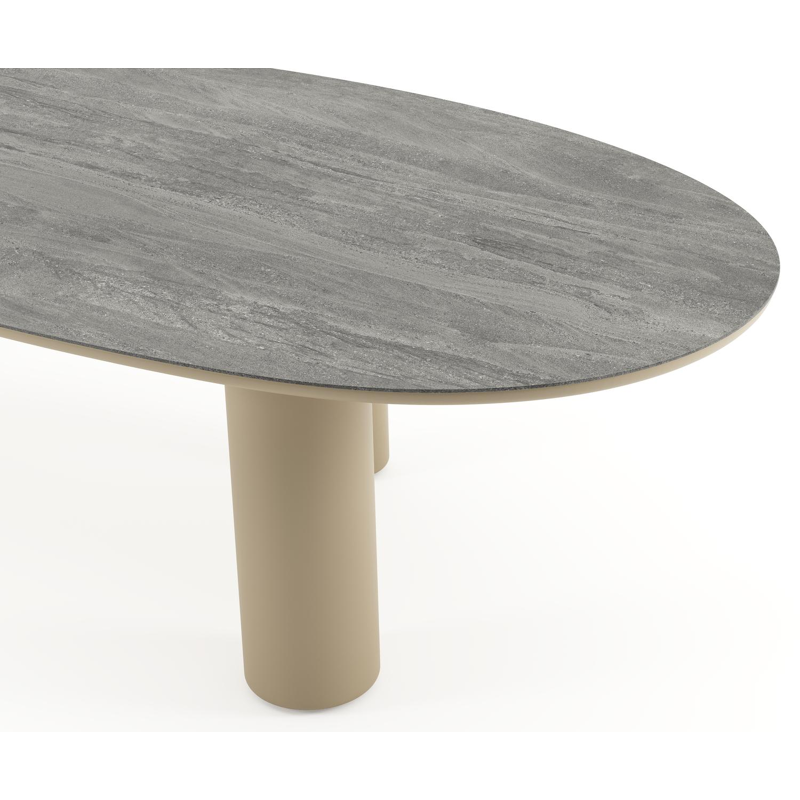Amico tuintafel mango in beige aluminium en volkeramiek Aspen Grey - L 320 x B 140 x H 73.5 cm