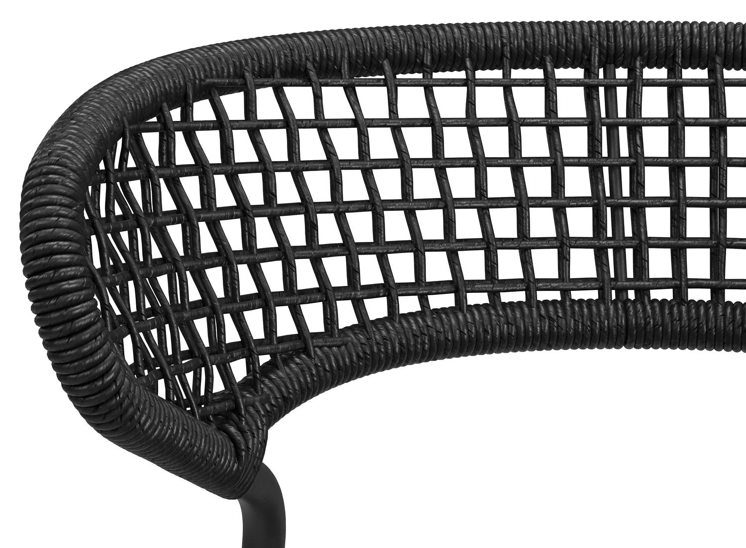 Chaise de jardin empilable Donato XL in aluminium noir et résine tressée noir