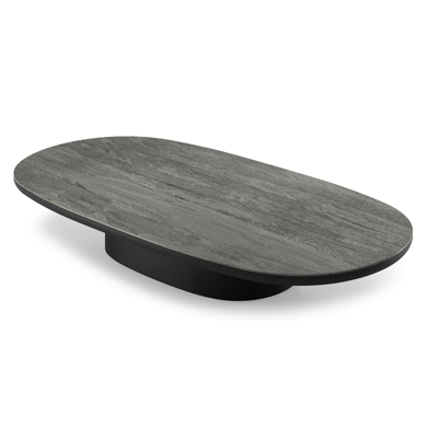 Amico loungetafel bombo in zwart aluminium en volkeramiek Aspen Grey - L 171 x B 89 x H 24 cm