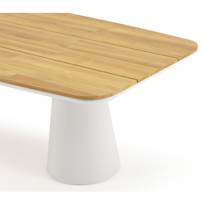 Donato tuintafel in wit aluminium en teak - L 255 x B 115 x H 75 cm