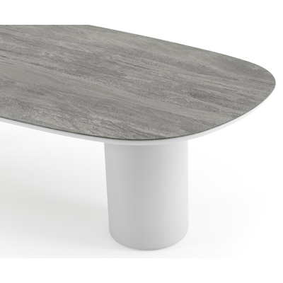 Amico tuintafel bombo in wit aluminium en volkeramiek Aspen Grey - L 270 x B 125 x H 73.5 cm