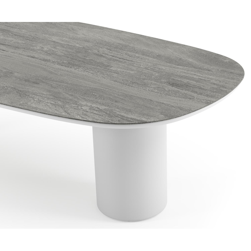 Amico tuintafel bombo in wit aluminium en volkeramiek Aspen Grey - L 270 x B 125 x H 73.5 cm