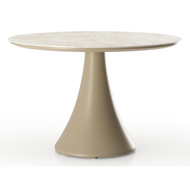 Fano low dining loungetafel rond in beige aluminium en volkeramiek Rapolano - Dia. 85 x H 55 cm