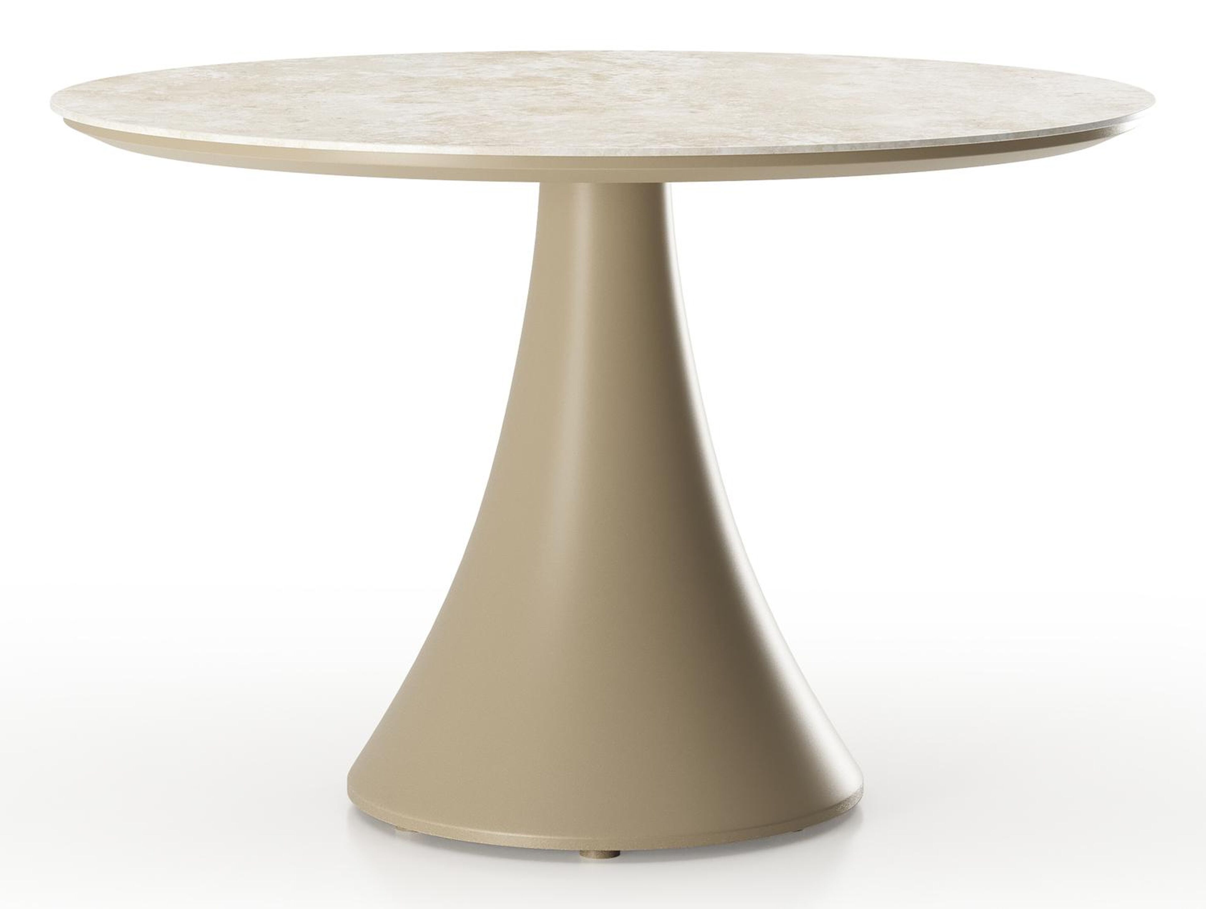 Fano low dining loungetafel rond in beige aluminium en volkeramiek Rapolano - Dia. 85 x H 55 cm