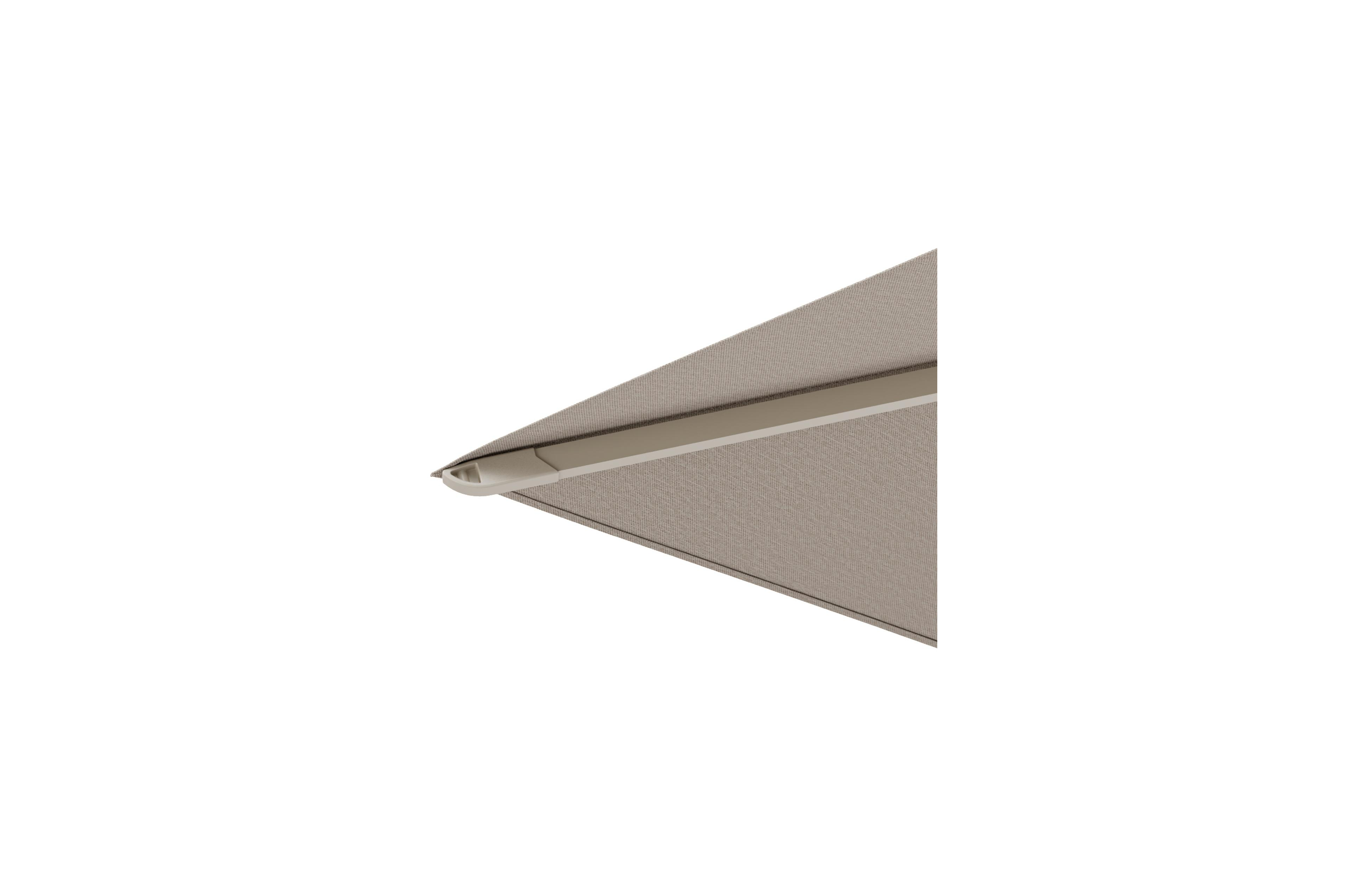 Viola staanparasol in beige aluminium en beige Weather+ Softtouch parasoldoek - L1 300 x L2 300 cm met parasolvoet Intenso 60 kg