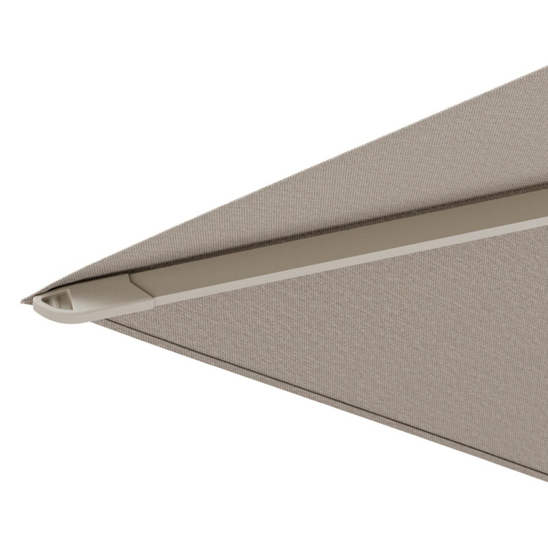 Viola staanparasol in beige aluminium en beige Weather+ Softtouch parasoldoek - L1 300 x L2 300 cm met parasolvoet Intenso 60 kg