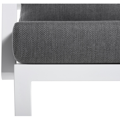 Alcudia loungehoek in wit aluminium met grijs polyester kussens en loungetafel