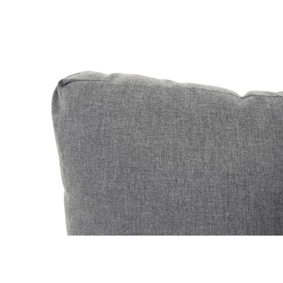 Salon de jardin d'angle Ellara en aluminium noir et polywood avec coussin en gris polyester et table basse