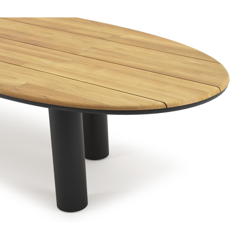 Organo tuintafel organisch in zwart aluminium en teak - L 320 x B 120 x H 74 cm