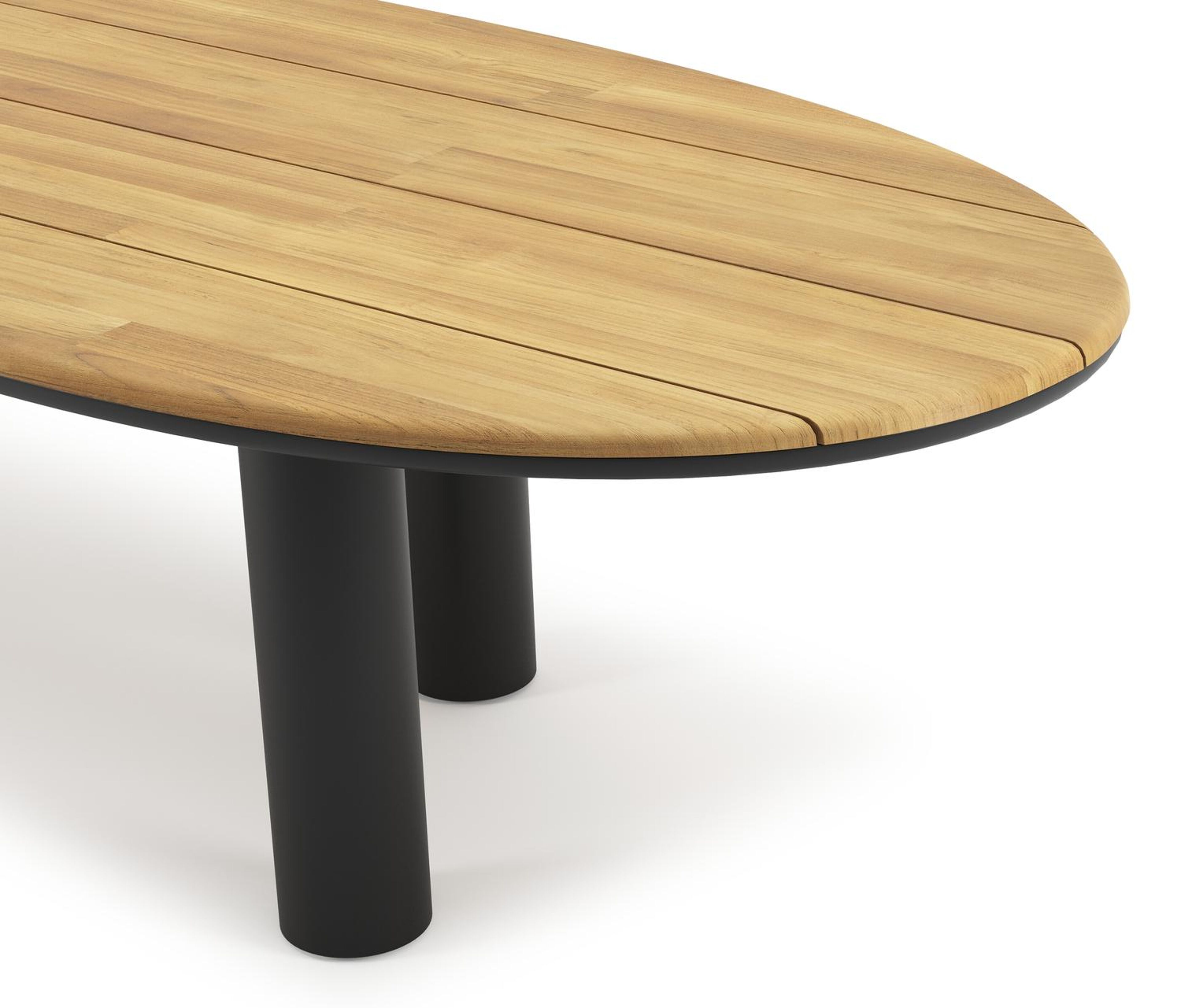 Table de jardin Organo organique en aluminium noir et teck - Lg. 320 x Lrg. 120 x Haut. 74 cm