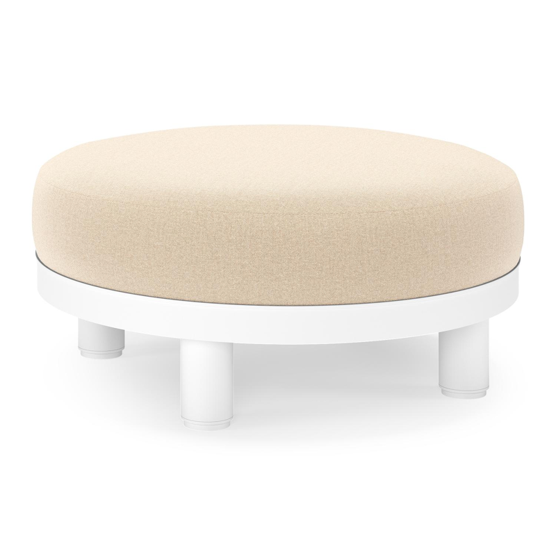 Donato lounge poef in wit aluminium met All Weather Sunbrella® Luxe Natte Heather Beige kussen