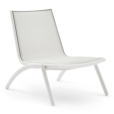 Fauteuil relax Siena en aluminium blanc avec textilène gris