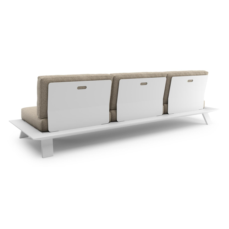 Salon de jardin Cesano en aluminium blanc et coussin en all weather Cosytica bora desert