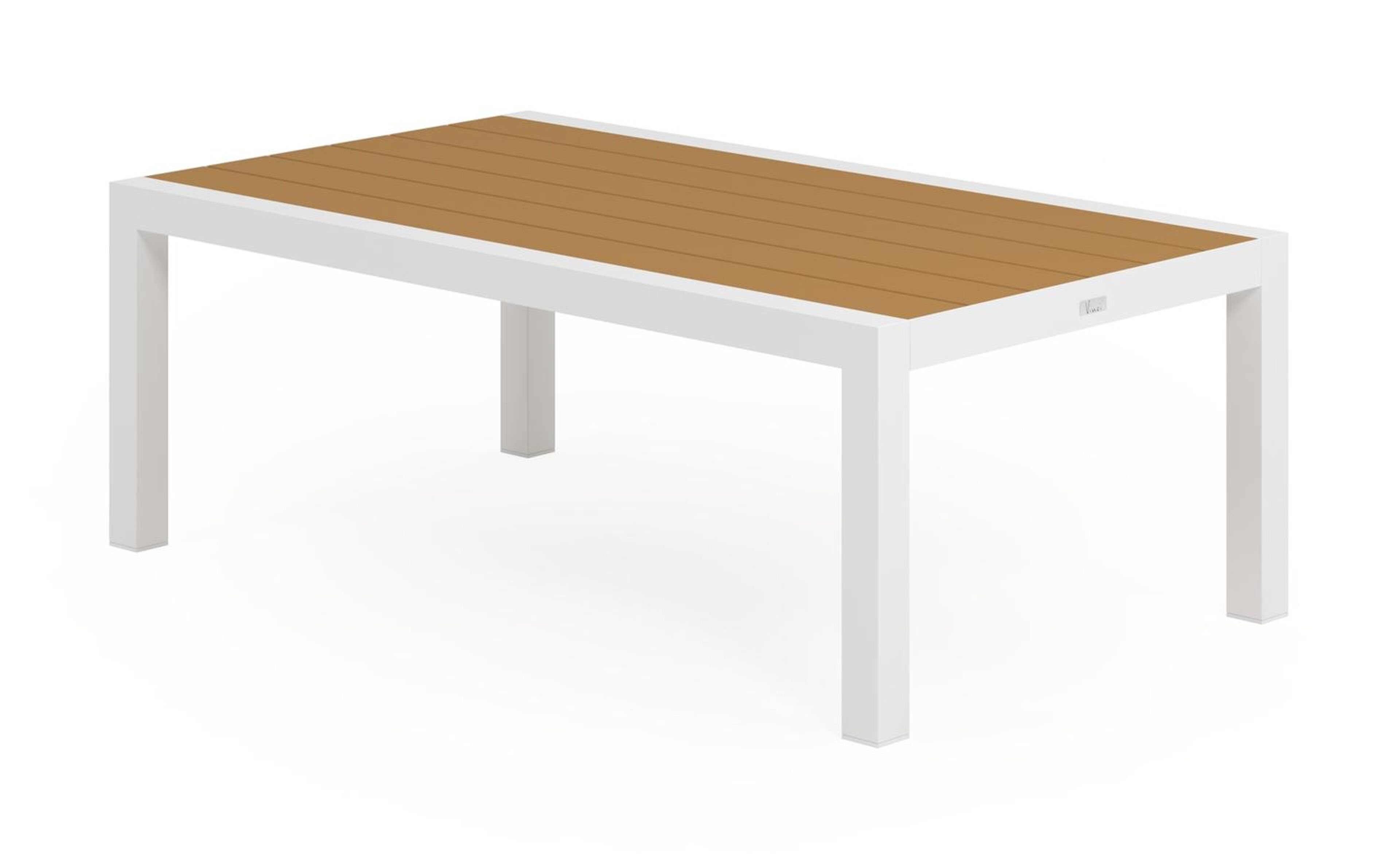Table basse Alcudia en aluminium blanc et polywood - Lg. 120 x Lrg. 70 x Haut. 43 cm