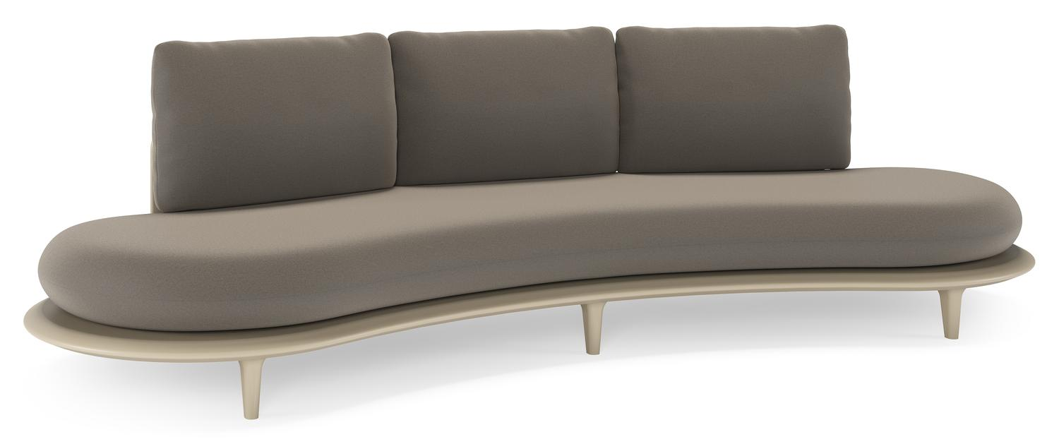 Bomero loungebank in beige aluminium met natte carbon beige all weather sunbrella® luxe kussen