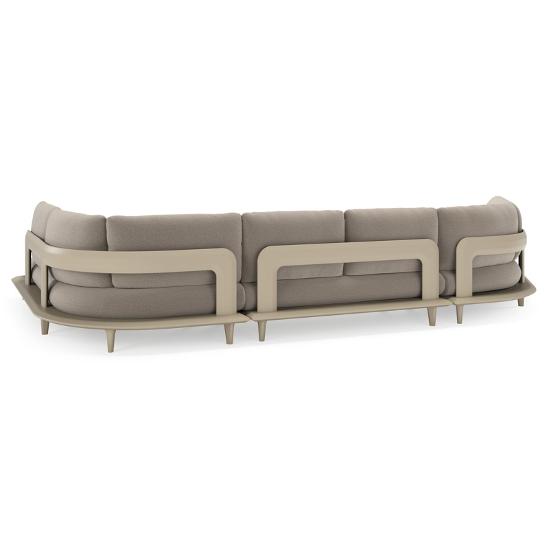 Salon de jardin d'angle Bomero en aluminium beige et coussins en all weather sunbrella® luxe savane coconut