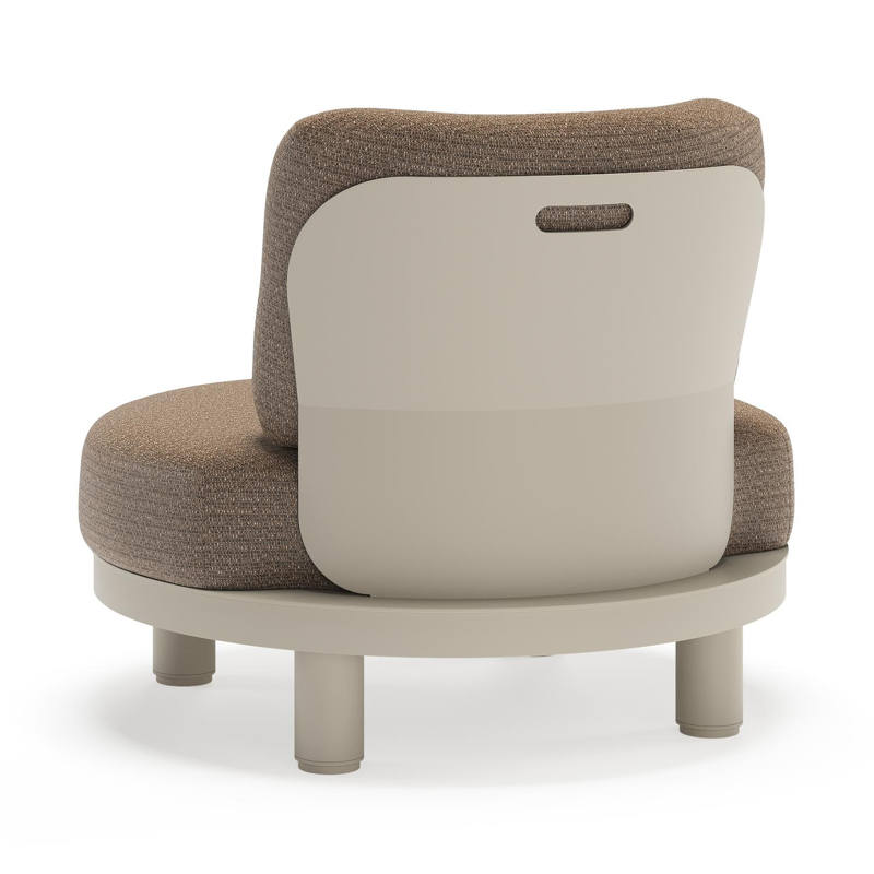 Donato loungestoel in beige aluminium met all weather solica Firenze Bamboe kussen