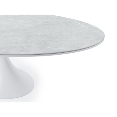 Table de jardin Fano en aluminium blanc et céramique pleine zaha stone - Lg 240 x Larg. 135 x H 76 cm