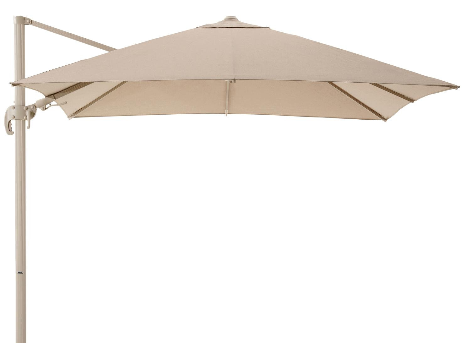 Parasol pedant Avola avec fonction tilt en aluminium beige avec toile de parasol en weather+ softtouch rustic - Lg.1 300 x Lg.2 300 cm (sans pied de parasol)