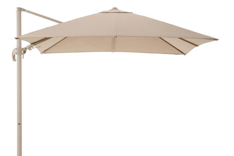 Avola zweefparasol met tiltfunctie in beige aluminium met rustic weather+ softtouch parasoldoek - L1 300 x L2 300 cm (zonder voet)