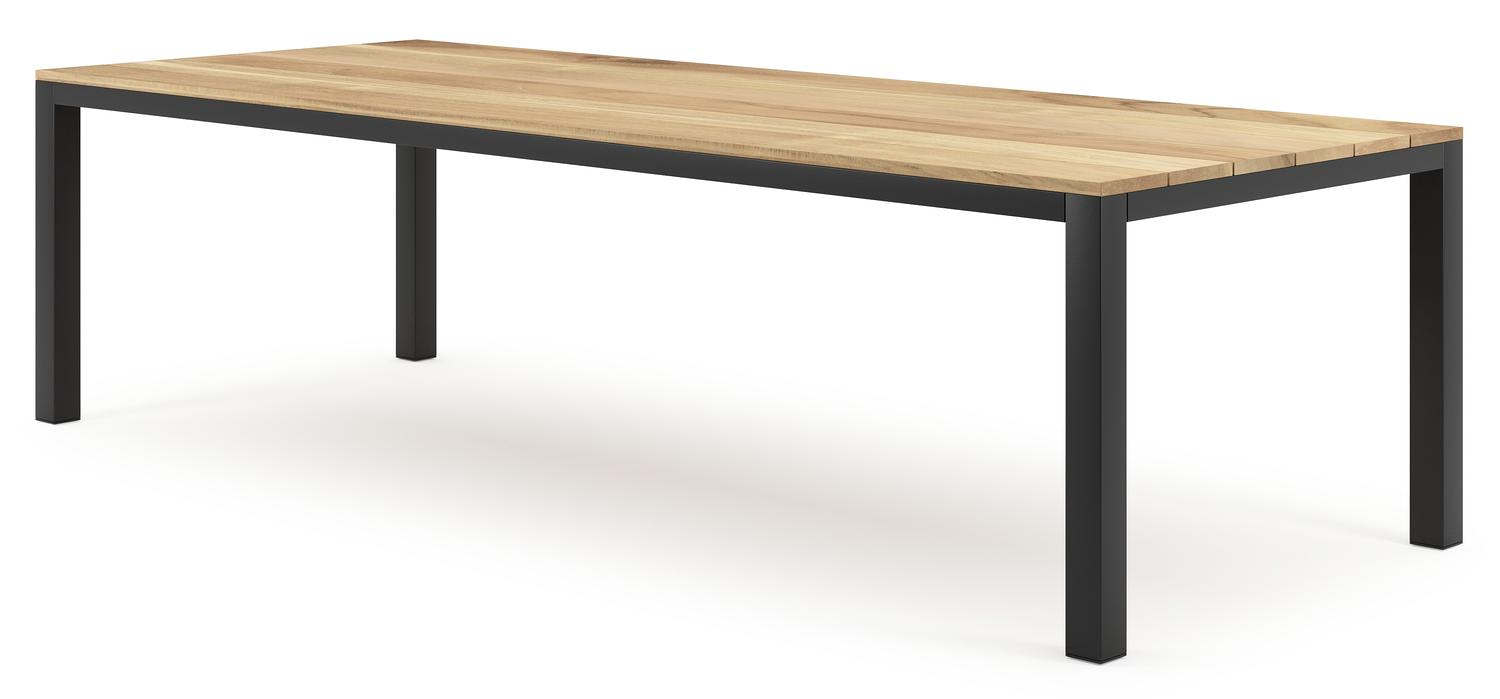 Capri tuintafel in zwart aluminium en teak - L 280 x B 110 x H 75,5 cm