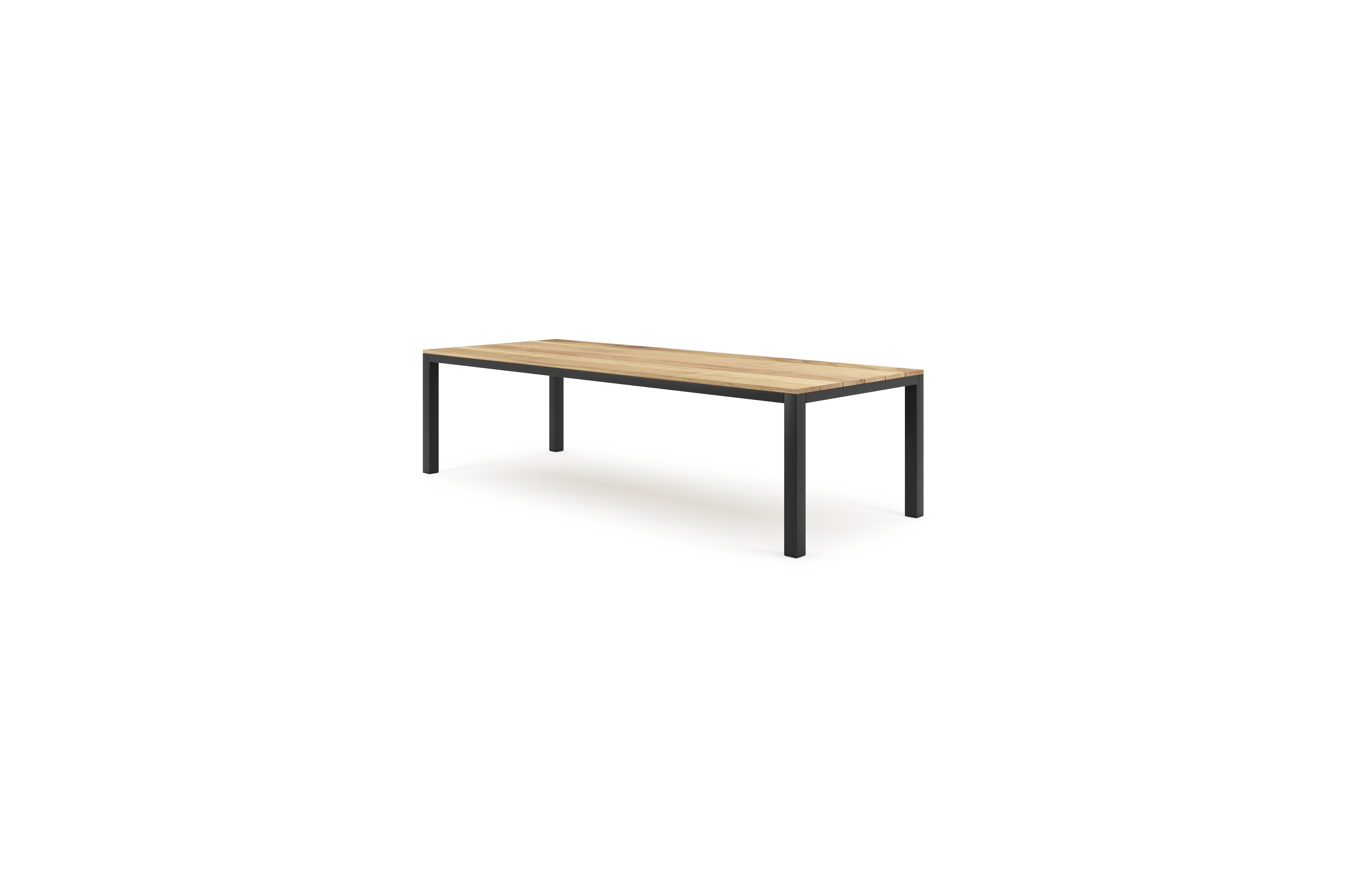 Capri tuintafel in zwart aluminium en teak - L 280 x B 110 x H 75,5 cm