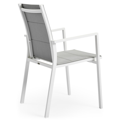 Rimini stapelbare tuinstoel in wit aluminium en grijs textilene