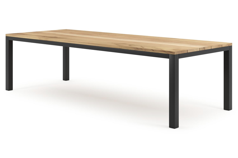 Como tuintafel in zwart aluminium en teak - L 280 x B 110 x H 75 cm