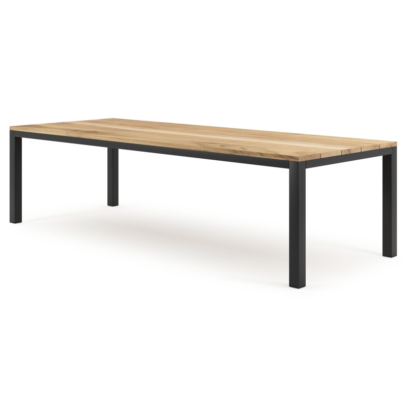 Como tuintafel in zwart aluminium en teak - L 280 x B 110 x H 75 cm