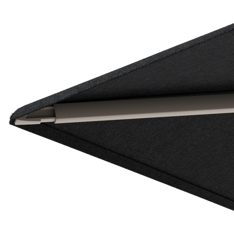 Parasol pendant Minore avec fonction tilt en aluminium beige et toile de parasol All Weather Sunbrella® Luxe Chartres Sooty - Lg.1: 400 x Lg.2: 300 cm avec pied de parasol Minore 260 kg avec roulettes