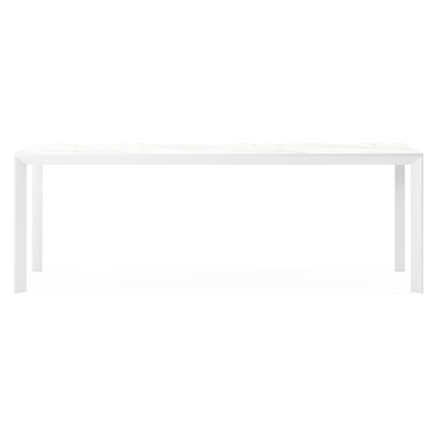 Malito tuintafel in wit aluminium en volkeramiek calacatta - L 220 x B 70 x H 75 cm