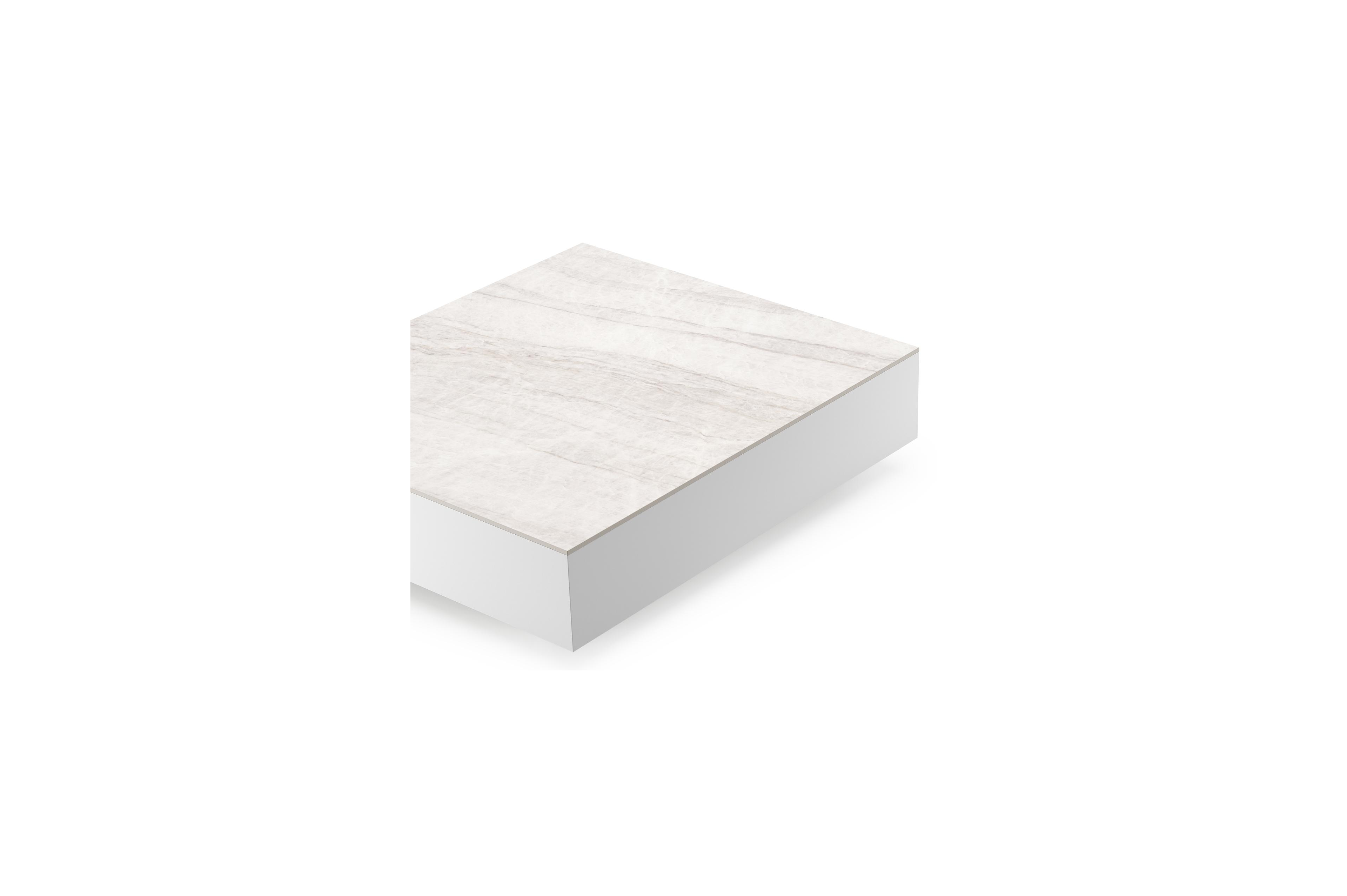 Como loungetafel rechthoekig in zwart aluminium en volkeramiek Taj Mahal - L 70 x B 80 x H 20 cm